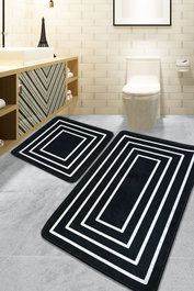 Mijölnir Wale - Black Juego de Alfombrillas de Baño Negro de 2 Piezas